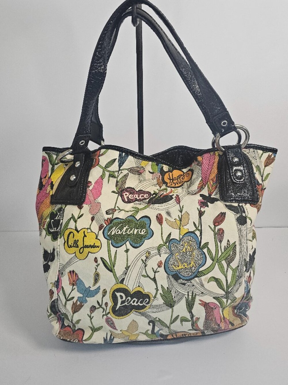 The Sak Bag Shoulder Peace Floral Canvas Boho Casual - Picture 1 of 11
